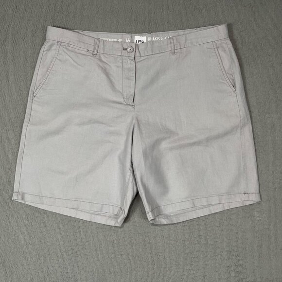Gap Boyfriend Roll Up Shorts Womens Size 16 Gray Flax Linen Chino Style Shorts - Picture 1 of 9